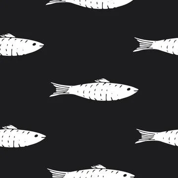 Fish Seamless pattern. Fish Cartoon doodle, Vector illustration Illustrazione stock
