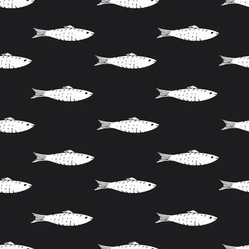Fish Seamless pattern. Fish Cartoon doodle, Vector illustration Illustrazione stock