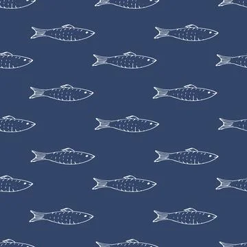 Fish Seamless pattern. Fish Cartoon doodle, Vector illustration イラスト素材