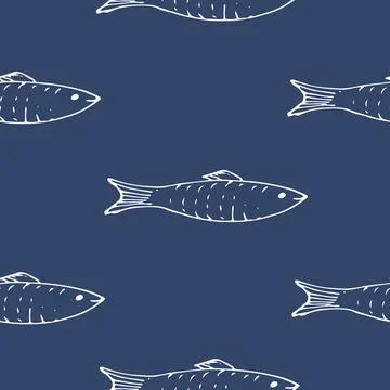 Fish Seamless pattern. Fish Cartoon doodle, Vector illustration イラスト素材