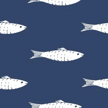 Fish Seamless pattern. Fish Cartoon doodle, Vector illustration イラスト素材