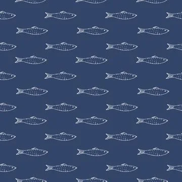 Fish Seamless pattern. Fish Cartoon doodle, Vector illustration イラスト素材