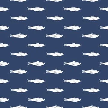 Fish Seamless pattern. Fish Cartoon doodle, Vector illustration Stock Illustration