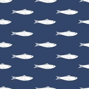 Fish Seamless pattern. Fish Cartoon doodle, Vector illustration イラスト素材