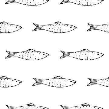 Fish Seamless pattern. Fish Cartoon doodle, Vector illustration イラスト素材
