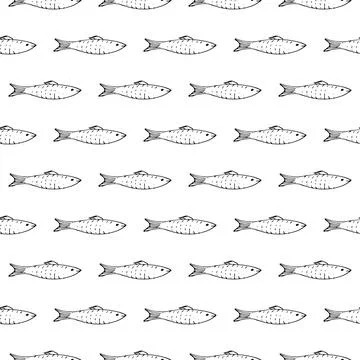Fish Seamless pattern. Fish Cartoon doodle, Vector illustration イラスト素材