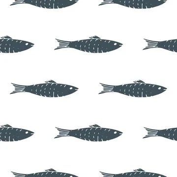 Fish Seamless pattern. Fish Cartoon doodle, Vector illustration Illustrazione stock
