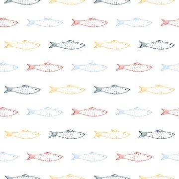 Fish Seamless pattern. Fish Cartoon doodle, Vector illustration Illustrazione stock