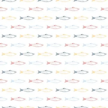 Fish Seamless pattern. Fish Cartoon doodle, Vector illustration Illustrazione stock