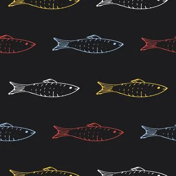 Fish Seamless pattern. Fish Cartoon doodle, Vector illustration Illustrazione stock