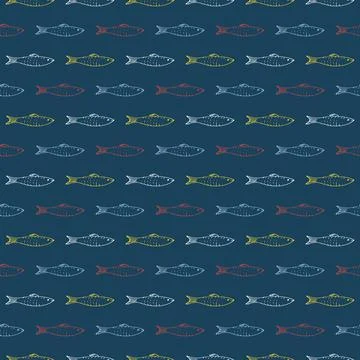 Fish Seamless pattern. Fish Cartoon doodle, Vector illustration イラスト素材