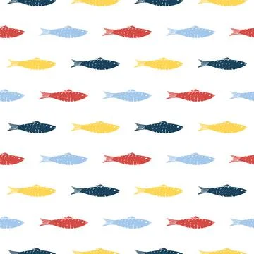 Fish Seamless pattern. Fish Cartoon doodle, Vector illustration Ilustración de archivo