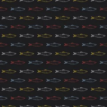 Fish Seamless pattern. Fish Cartoon doodle, Vector illustration Illustrazione stock