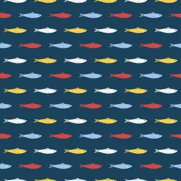 Fish Seamless pattern. Fish Cartoon doodle, Vector illustration イラスト素材