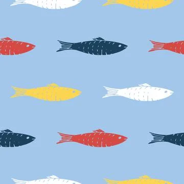 Fish Seamless pattern. Fish Cartoon doodle, Vector illustration イラスト素材