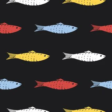 Fish Seamless pattern. Fish Cartoon doodle, Vector illustration Illustrazione stock