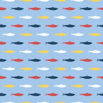 Fish Seamless pattern. Fish Cartoon doodle, Vector illustration Illustrazione stock