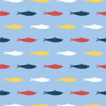 Fish Seamless pattern. Fish Cartoon doodle, Vector illustration Illustrazione stock