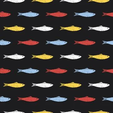Fish Seamless pattern. Fish Cartoon doodle, Vector illustration イラスト素材