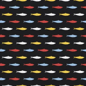Fish Seamless pattern. Fish Cartoon doodle, Vector illustration イラスト素材