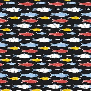 Fish Seamless pattern. Fish Cartoon doodle, Vector illustration イラスト素材