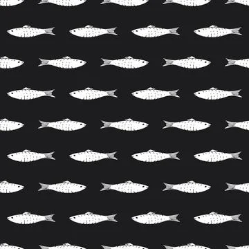 Fish Seamless pattern. Fish Cartoon doodle, Vector illustration イラスト素材
