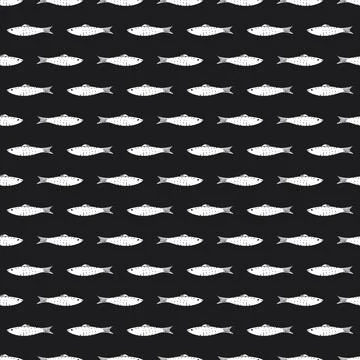 Fish Seamless pattern. Fish Cartoon doodle, Vector illustration Illustrazione stock