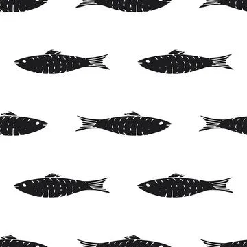 Fish Seamless pattern. Fish Cartoon doodle, Vector illustration Stock Illustration