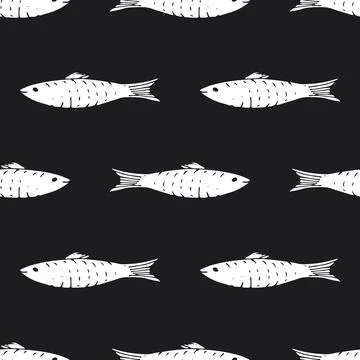 Fish Seamless pattern. Fish Cartoon doodle, Vector illustration イラスト素材