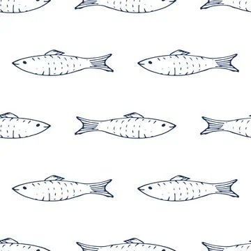 Fish Seamless pattern. Fish Cartoon doodle, Vector illustration Ilustración de archivo