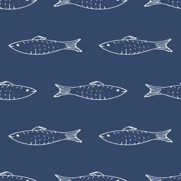 Fish Seamless pattern. Fish Cartoon doodle, Vector illustration Illustrazione stock