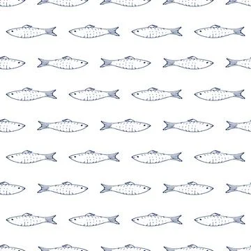 Fish Seamless pattern. Fish Cartoon doodle, Vector illustration Illustrazione stock
