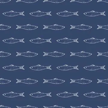 Fish Seamless pattern. Fish Cartoon doodle, Vector illustration Illustrazione stock