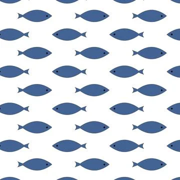 Fish seamless pattern. Hand drawn vector fishes illustration. Engraved style. Stock Illustration