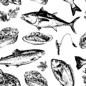 Fish seamless pattern Stock Illustration