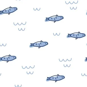Fish seamless pattern. Perfect for fabric, packaging, wallpaper, textiles, cl Stock Illustration