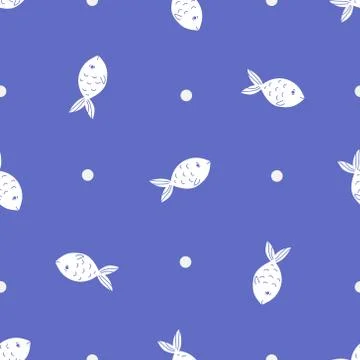 Fish seamless rasterized pattern Stock Illustration