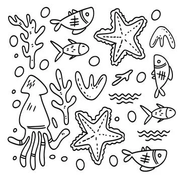 Fish set bundle vector design Illustrazione stock