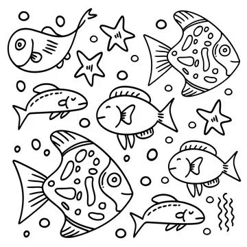 Fish set bundle vector design Illustrazione stock