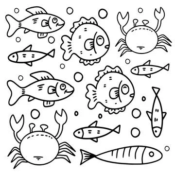 Fish set bundle vector design Stock Illustration