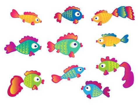 Fish set isolated on white background Stock Illustration