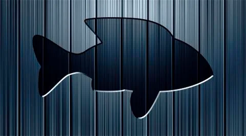 Fish shape carved on a rusty piece of Wood. イラスト素材