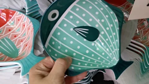 Fish Shape Ceramic Plate Video stock 158842095