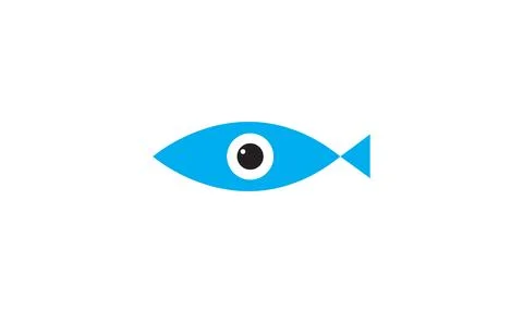 Fish shape with eyes logo vector icon illustration design Illustrazione stock