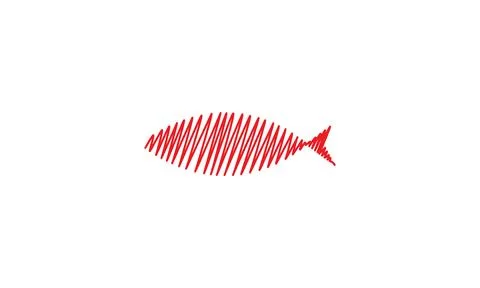 Fish shape lines scribble logo vector icon illustration design Illustrazione stock