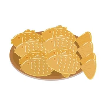 Fish shaped cakes with red bean paste Stock Illustration