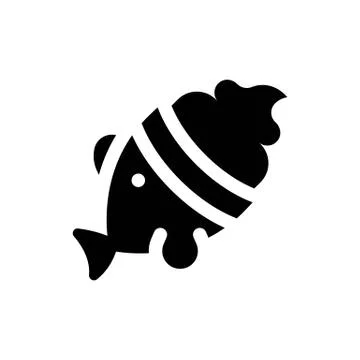 Fish-Shaped Ice Cream vector illustration, Sweets solid style icon Stock Illustration