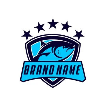 Fish shiled star logo design vector Stock Illustration
