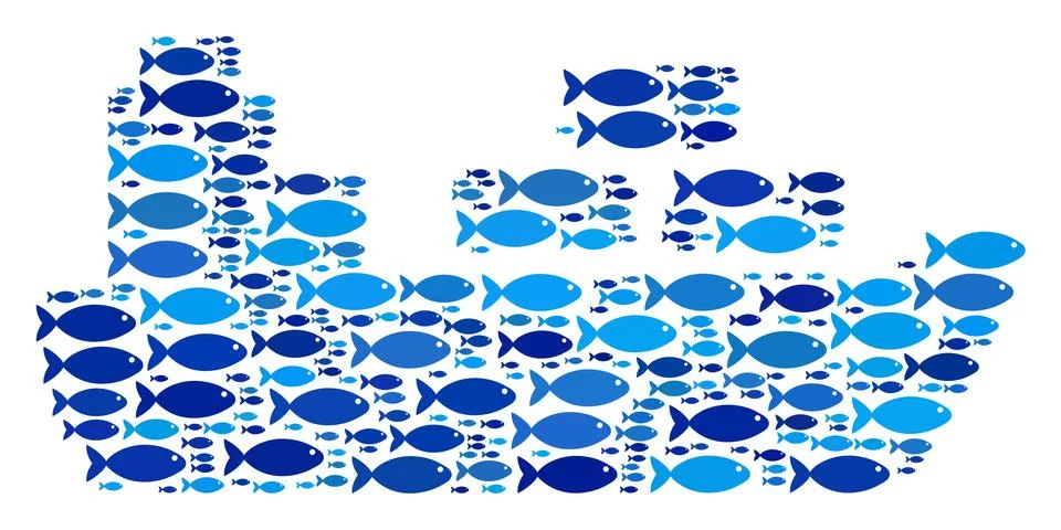 Fish Ship Composition Illustrazione stock