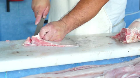 Fish Shop Cutting Video stock 32889232